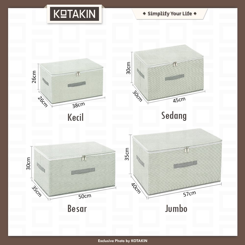 Storage Box Lipat Linen Tebal
